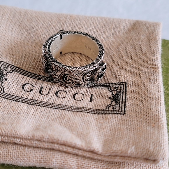 Authentic Gucci Garden Sliver Oxidised Buckle Ring With interlocking G LOGO - Picture 13 of 16